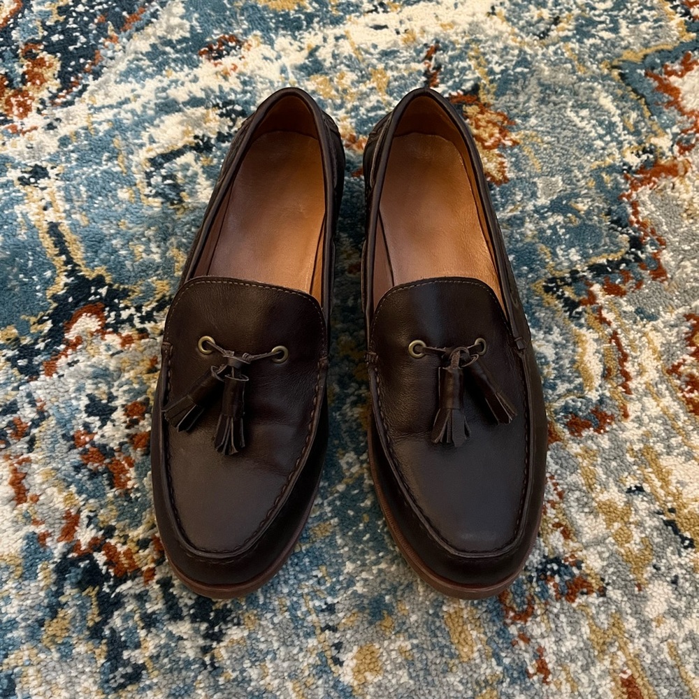 Handcrafted Leather Tassel Loafers (W 8, brown)